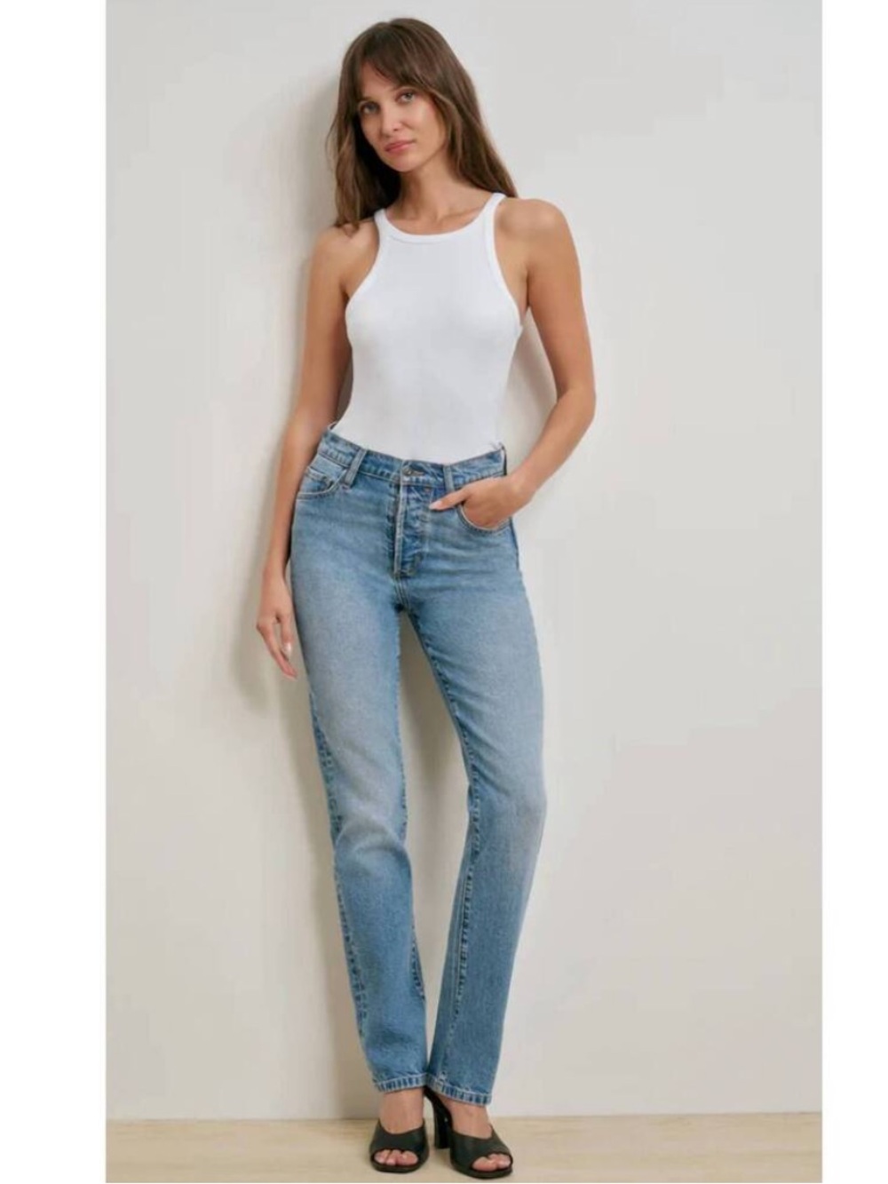 NWT FAVORITE DAUGHTER The Jen mid rise slim straight ankle jean in haines SZ 25